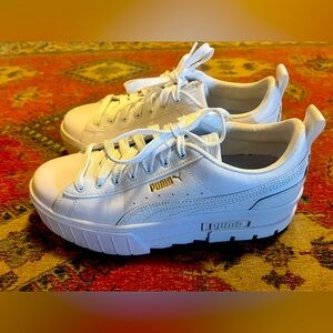 Puma Mayze White Platform Sneakers